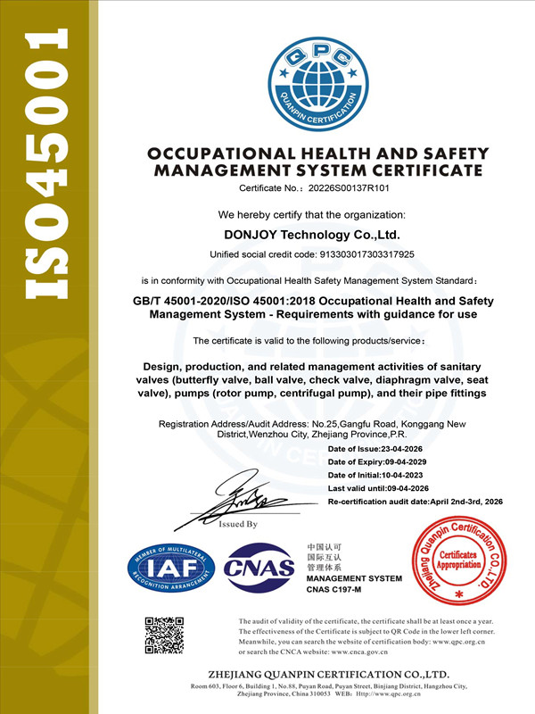 OCCUPATIONAL HEALTH AND SAFETY MANAGEMENT SYSTEM CERTIFICATE