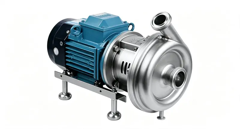Stainless steel sanitary centrifugal pump with blue motor, food grade liquid transfer pump widely used in beverage, dairy and cosmetic production lines